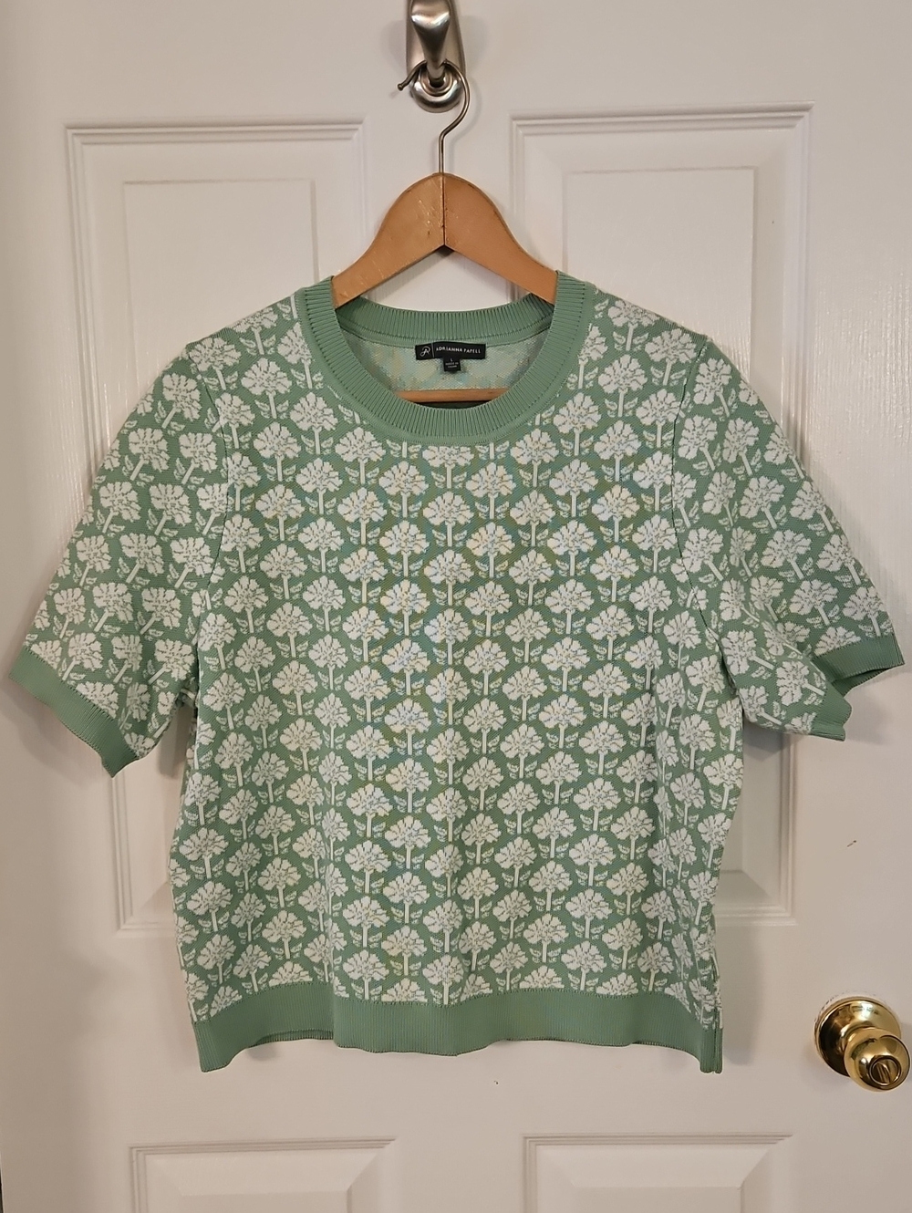 Adrianna Papell Sage Green Crewneck Sweater